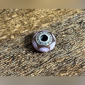 Pandora Retired Sterling Silver Pink Stepping Stones Murano Glass Charm #790911